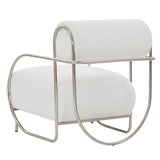 Bethann Metal Frame Accent Chair - Chic White Corduroy & Durable Stainless Steel for Modern Living