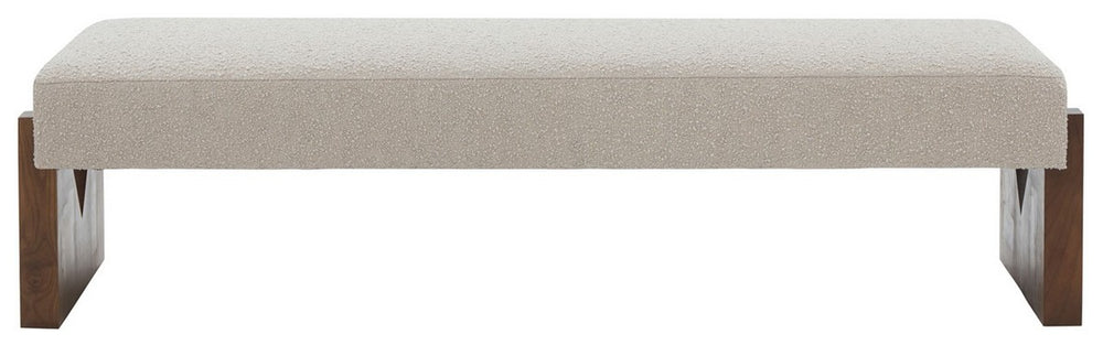 Safavieh Alayna Boucle Bench Oatmeal / Walnut SFV5132A