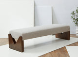 Safavieh Alayna Boucle Bench Oatmeal / Walnut SFV5132A