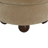 Safavieh Cecelia Round Channel Tufted Ottoman Light Brown / Walnut SFV5133A