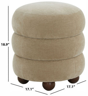Safavieh Cecelia Round Channel Tufted Ottoman Light Brown / Walnut SFV5133A