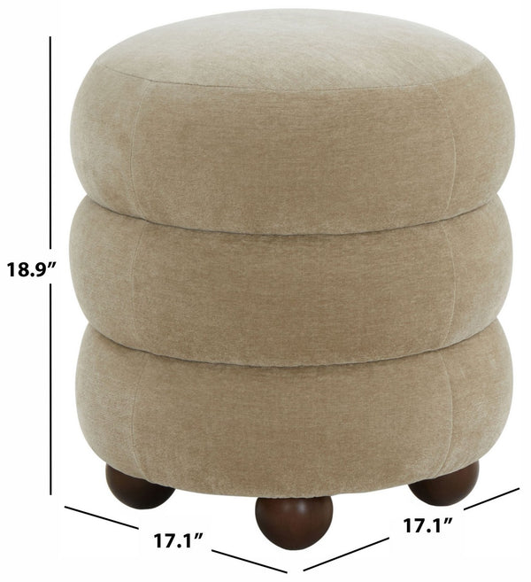 Safavieh Cecelia Round Channel Tufted Ottoman Light Brown / Walnut SFV5133A
