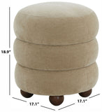 Safavieh Cecelia Round Channel Tufted Ottoman Light Brown / Walnut SFV5133A