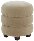 Safavieh Cecelia Round Channel Tufted Ottoman Light Brown / Walnut SFV5133A