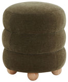 Safavieh Cecelia Round Channel Tufted Ottoman Dark Olive Green / Natural SFV5133B