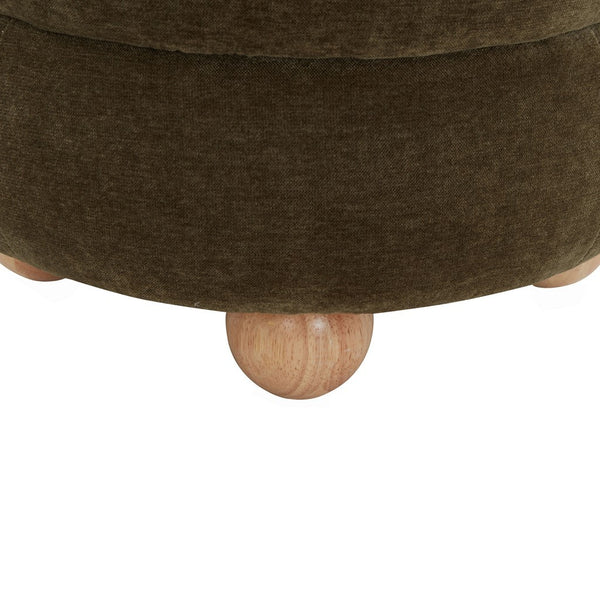Safavieh Cecelia Round Channel Tufted Ottoman Dark Olive Green / Natural SFV5133B