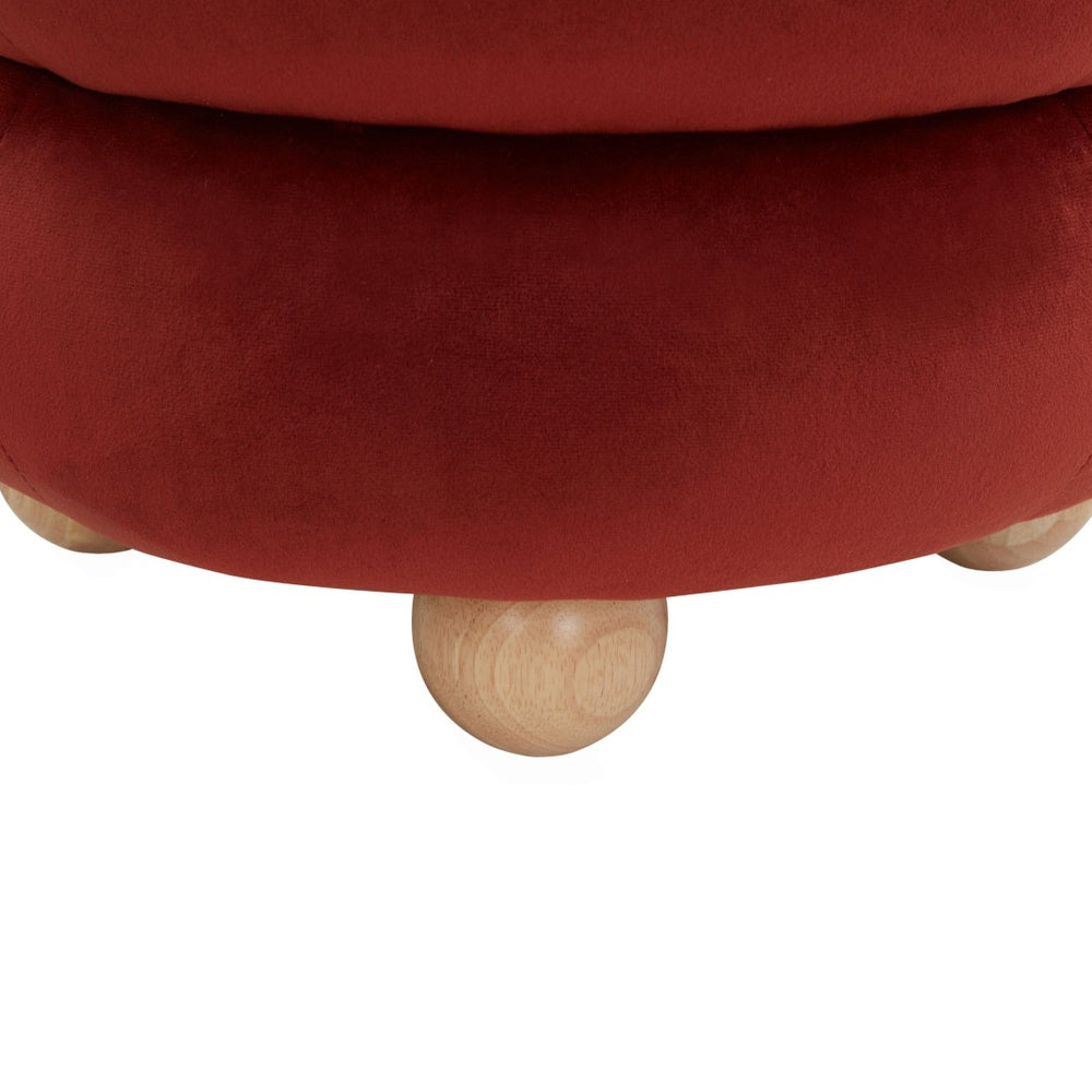 Safavieh CECELIA Round Channel Tufted Ottoman - Luxurious Velvet Accent with Cozy Elegance for Any Space Rust / Natural SFV5133C