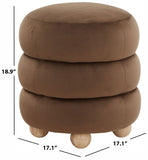 Safavieh Cecelia Round Channel Tufted Ottoman Dark Brown / Natural SFV5133D