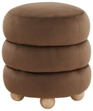 Safavieh Cecelia Round Channel Tufted Ottoman Dark Brown / Natural SFV5133D