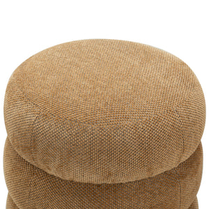 Safavieh Cecelia Round Channel Tufted Fabric Ottoman with Walnut Wood Base for Living Room MUSTARD / WALNUT SFV5133E