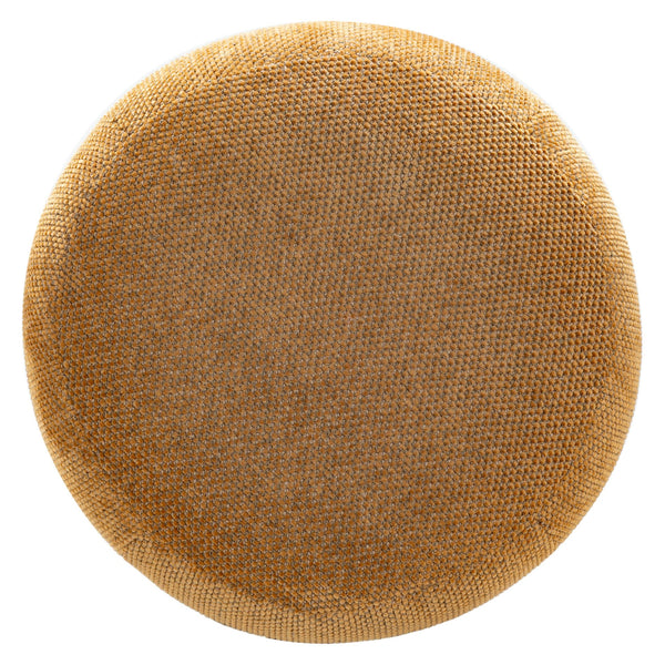 Safavieh Cecelia Round Channel Tufted Fabric Ottoman with Walnut Wood Base for Living Room MUSTARD / WALNUT SFV5133E