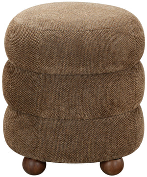 Safavieh Cecelia Round Channel Tufted Fabric Ottoman with Walnut Wood Base for Living Room DARK BROWN / WALNUT SFV5133F