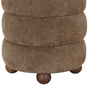 Safavieh Cecelia Round Channel Tufted Fabric Ottoman with Walnut Wood Base for Living Room DARK BROWN / WALNUT SFV5133F