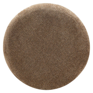 Safavieh Cecelia Round Channel Tufted Fabric Ottoman with Walnut Wood Base for Living Room DARK BROWN / WALNUT SFV5133F