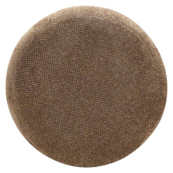 Safavieh Cecelia Round Channel Tufted Fabric Ottoman with Walnut Wood Base for Living Room DARK BROWN / WALNUT SFV5133F