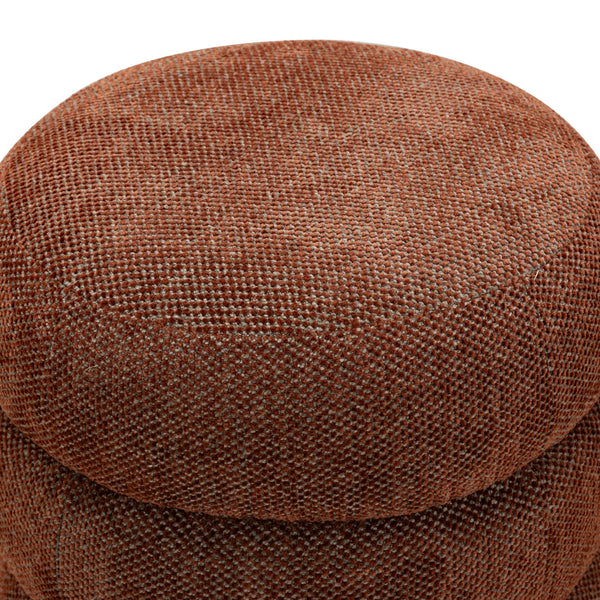 Safavieh Cecelia Round Channel Tufted Fabric Ottoman with Walnut Wood Base for Living Room RUST / WALNUT SFV5133G