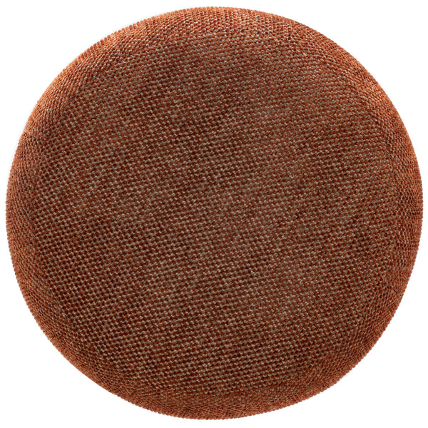 Safavieh Cecelia Round Channel Tufted Fabric Ottoman with Walnut Wood Base for Living Room RUST / WALNUT SFV5133G