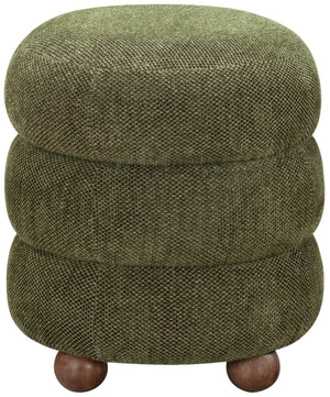 Safavieh Cecelia Round Channel Tufted Fabric Ottoman with Walnut Wood Base for Living Room DARK GREEN / WALNUT SFV5133H