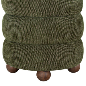 Safavieh Cecelia Round Channel Tufted Fabric Ottoman with Walnut Wood Base for Living Room DARK GREEN / WALNUT SFV5133H