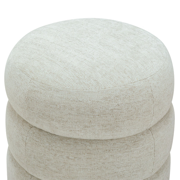Safavieh Cecelia Round Channel Tufted Fabric Ottoman with Walnut Wood Base for Living Room TAUPE / WALNUT SFV5133I