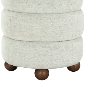 Safavieh Cecelia Round Channel Tufted Fabric Ottoman with Walnut Wood Base for Living Room TAUPE / WALNUT SFV5133I