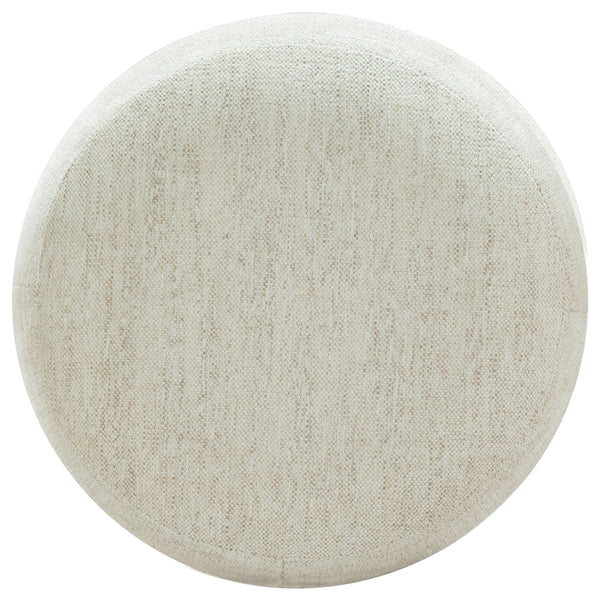 Safavieh Cecelia Round Channel Tufted Fabric Ottoman with Walnut Wood Base for Living Room TAUPE / WALNUT SFV5133I