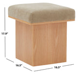 Safavieh Bourke Velvet And Wood Square Ottoman Light Brown / Natural SFV5135A