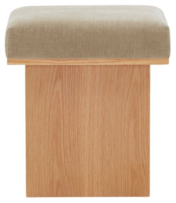 Safavieh Bourke Velvet And Wood Square Ottoman Light Brown / Natural SFV5135A