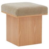 Safavieh Bourke Velvet And Wood Square Ottoman Light Brown / Natural SFV5135A