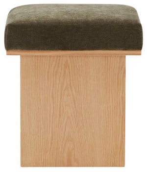 Safavieh Bourke Velvet And Wood Square Ottoman Dark Olive Green / Natural SFV5135B