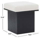 Safavieh Bourke Velvet And Wood Square Ottoman Ivory / Black SFV5135C