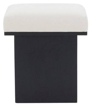 Safavieh Bourke Velvet And Wood Square Ottoman Ivory / Black SFV5135C
