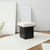 Safavieh Bourke Velvet And Wood Square Ottoman Ivory / Black SFV5135C