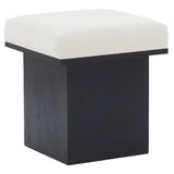 Safavieh Bourke Velvet And Wood Square Ottoman Ivory / Black SFV5135C