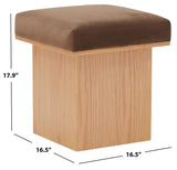 Safavieh Bourke Velvet And Wood Square Ottoman Dark Brown / Natural SFV5135D