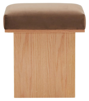 Safavieh Bourke Velvet And Wood Square Ottoman Dark Brown / Natural SFV5135D