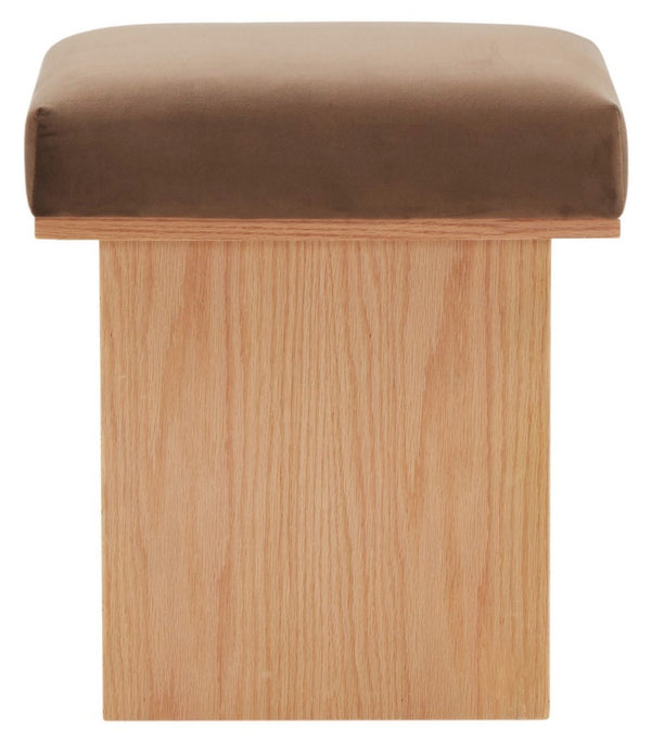 Safavieh Bourke Velvet And Wood Square Ottoman Dark Brown / Natural SFV5135D