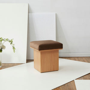 Safavieh Bourke Velvet And Wood Square Ottoman Dark Brown / Natural SFV5135D