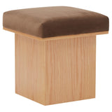 Safavieh Bourke Velvet And Wood Square Ottoman Dark Brown / Natural SFV5135D