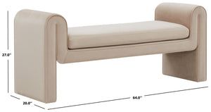 Safavieh GARTH Velvet Bench - Luxurious Upholstered Seating with Solid Pinewood Frame for Stylish Spaces Light Brown SFV5137A