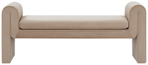 Safavieh GARTH Velvet Bench - Luxurious Upholstered Seating with Solid Pinewood Frame for Stylish Spaces Light Brown SFV5137A