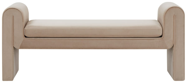 Safavieh GARTH Velvet Bench - Luxurious Upholstered Seating with Solid Pinewood Frame for Stylish Spaces Light Brown SFV5137A