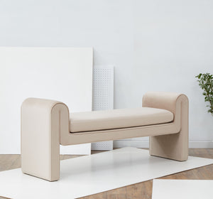 Safavieh GARTH Velvet Bench - Luxurious Upholstered Seating with Solid Pinewood Frame for Stylish Spaces Light Brown SFV5137A