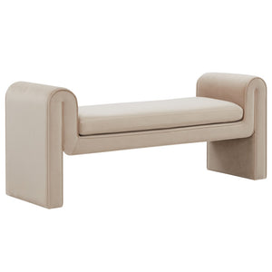 Safavieh GARTH Velvet Bench - Luxurious Upholstered Seating with Solid Pinewood Frame for Stylish Spaces Light Brown SFV5137A