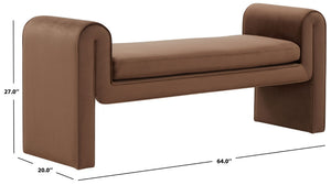 Safavieh GARTH Velvet Bench - Luxurious Upholstered Seating with Solid Pinewood Frame for Stylish Spaces Dark Brown SFV5137B
