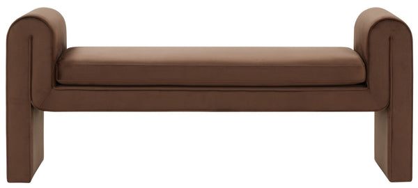 Safavieh GARTH Velvet Bench - Luxurious Upholstered Seating with Solid Pinewood Frame for Stylish Spaces Dark Brown SFV5137B
