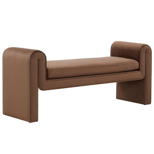 Safavieh GARTH Velvet Bench - Luxurious Upholstered Seating with Solid Pinewood Frame for Stylish Spaces Dark Brown SFV5137B