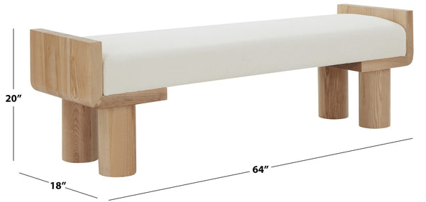 Safavieh Iryna Boucle And Wood Bench Ivory / Natural SFV5138A