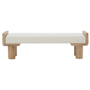 Safavieh Iryna Boucle And Wood Bench Ivory / Natural SFV5138A