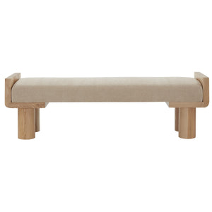 Safavieh Iryna Boucle And Wood Bench Tan / Natural SFV5138B